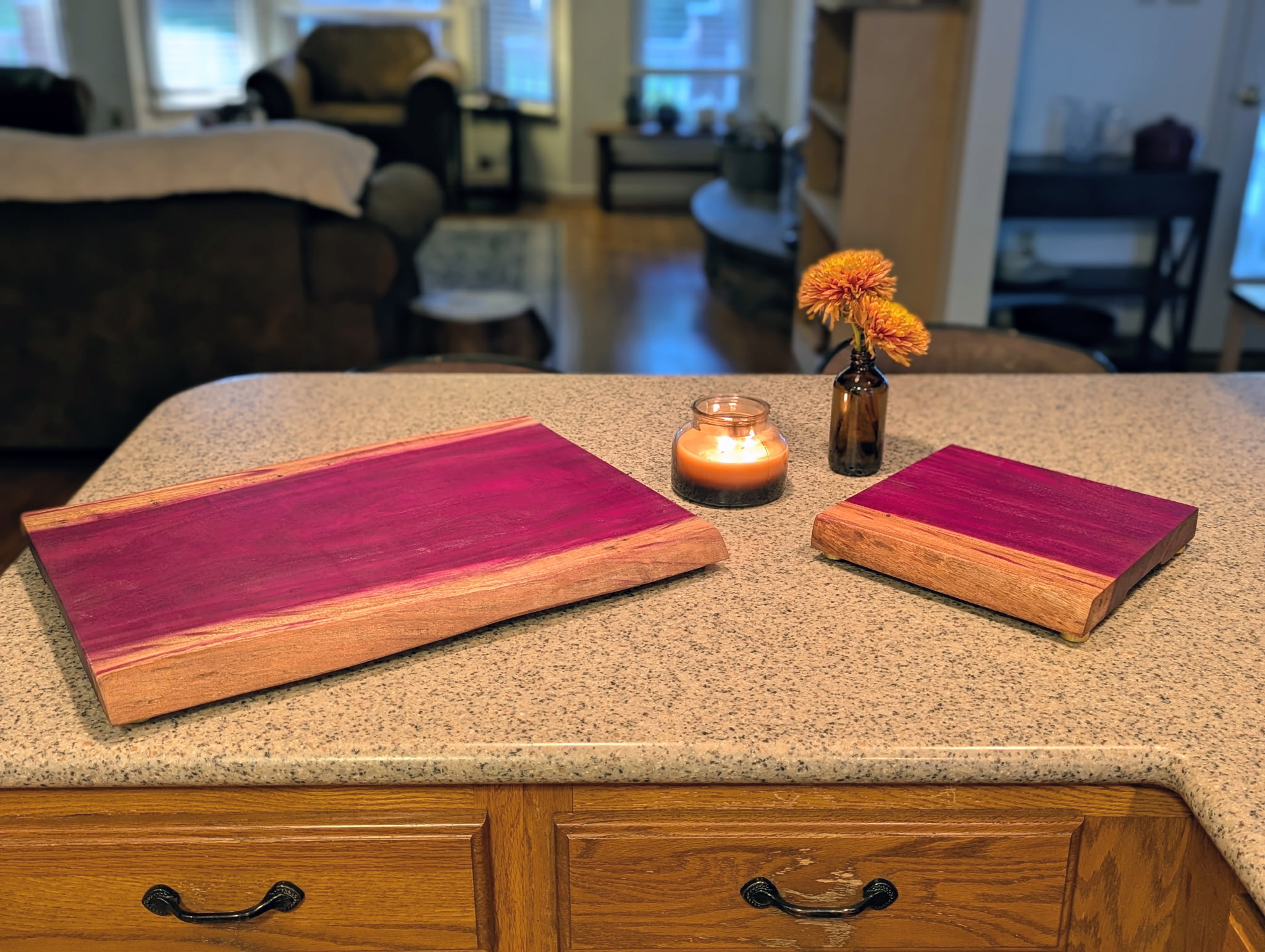 Purpleheart charcuterie and cheese board set